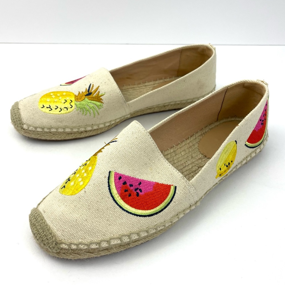 J. Crew Canvas Espadrilles with Embroidered Fruits